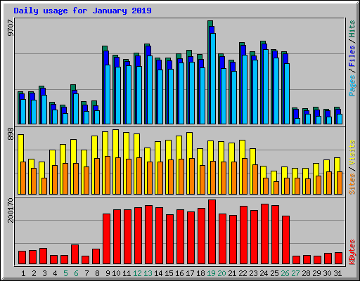 Daily usage for January 2019