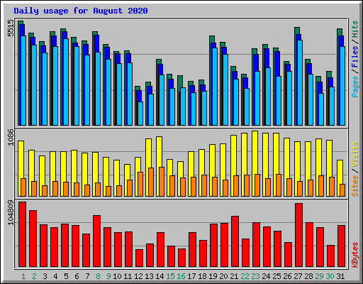 Daily usage for August 2020