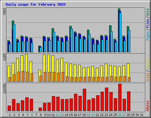 Daily usage for February 2022