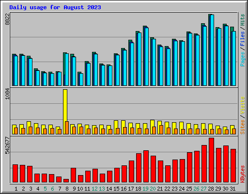 Daily usage for August 2023