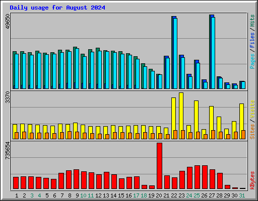 Daily usage for August 2024