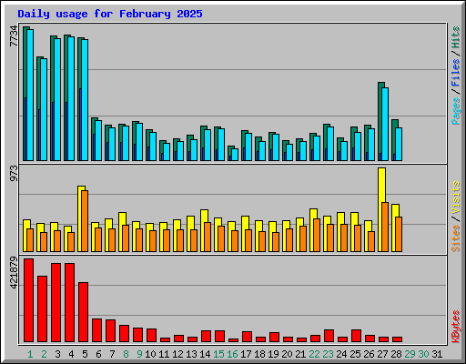 Daily usage for February 2025