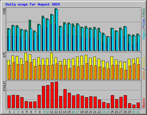Daily usage for August 2025