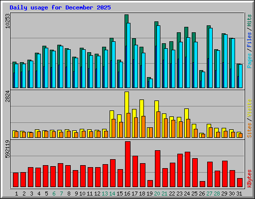 Daily usage for December 2025