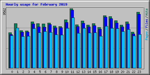 Hourly usage for February 2019