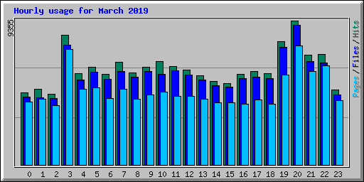 Hourly usage for March 2019